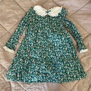 Mini Boden Green Floral Dress, size 6-7